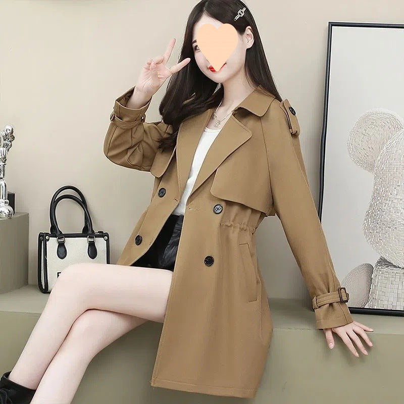 Women's Loose Mid-length Coat Waist Trimming Coat My Store