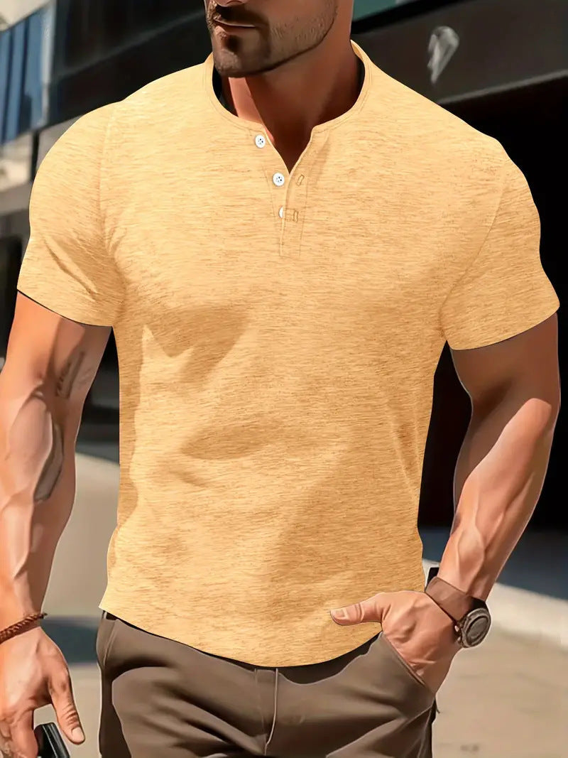 Men's Solid Color Casual Fashion Short Sleeved Shirt My Store