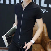 Men's Short Sleeve Stand Collar Shirt Teenagers Slim-fit Cardigan My Store