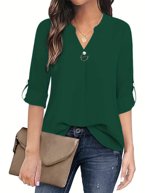 V-neck Shirt Long Sleeve With Cuff My Store