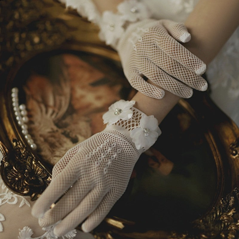 Bridal Gloves Pearl Lace Bow My Store