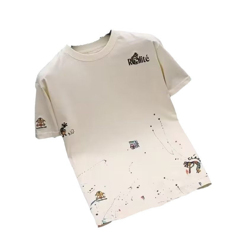 Men's Embroidery T-shirt Round Neck Fashion My Store