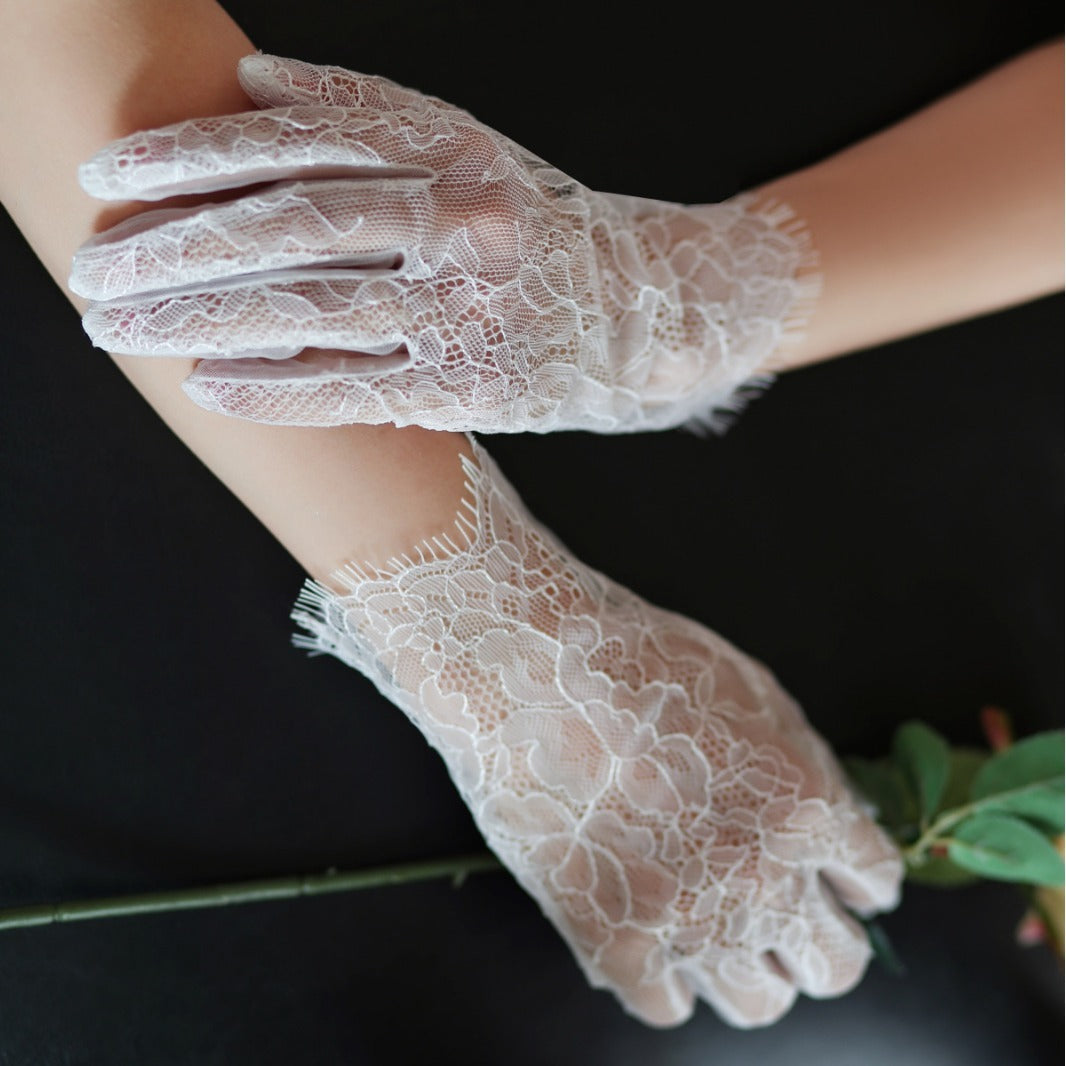 New Super Fairy White Lace Tulle Bride Photo Gloves My Store