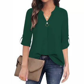 V-neck Shirt Long Sleeve With Cuff My Store