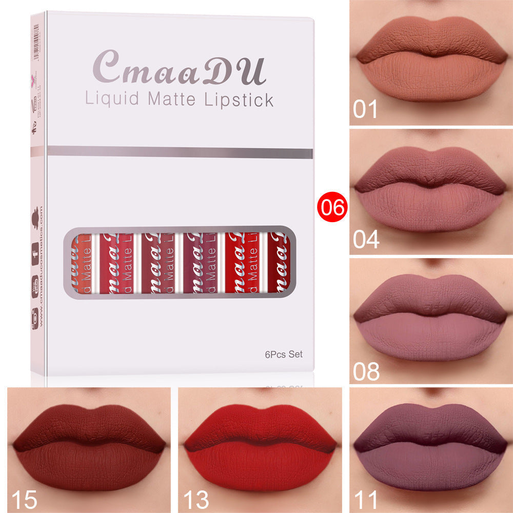 6 Boxes Of Matte Non-stick Cup Waterproof Lipstick Long Lasting Lip Gloss My Store