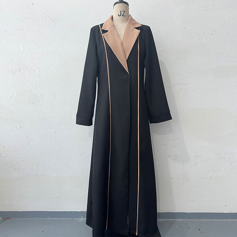 Fashion Colorblock Long Cardigan Trench Coat My Store