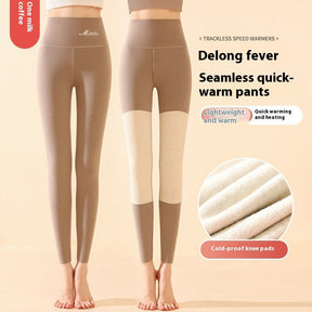 Winter High Waist Knee-pad Leggings Fashion Warm Double-sided Frosted Pants Solid Slim Trousers Women Clothing My Store