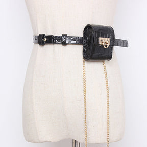 Pattern Mini Pouch Gold Buckle Chain Coin Purse Thin Belt Belt Waist Bag My Store