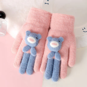 Five Finger Gloves Simple All-match Cartoon Cute Thickening Windproof My Store