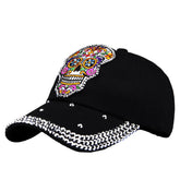 Skull Embroidery Applique Diamond Baseball Cap Korean Style My Store