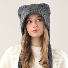 Cute Bear Knitted Hat Warm-keeping And Cold-proof Earmuffs Hat My Store