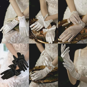 Bridal Gloves Pearl Lace Bow My Store