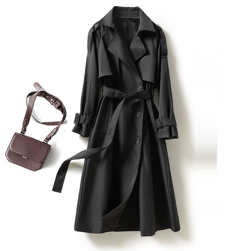 Women's Mid-length Trench Coat Lady Temperamental Overcoat My Store