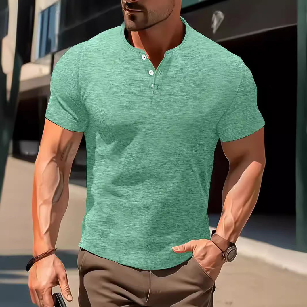 Men's Solid Color Casual Fashion Short Sleeved Shirt My Store