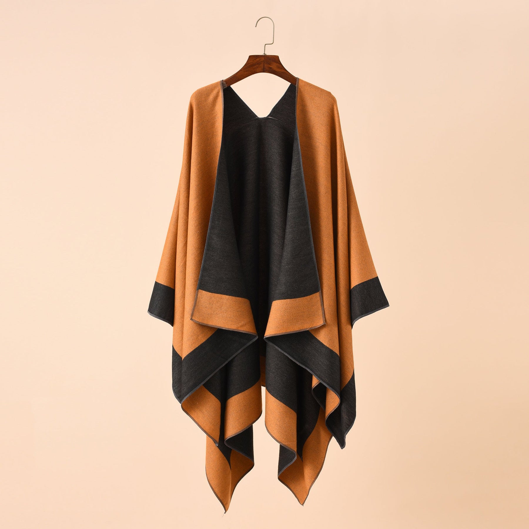 Double-sided Color Matching Plaid Cashmere-like Shawl Outer Match Cape Coat My Store