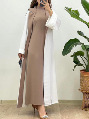 Fashion Colorblock Long Cardigan Trench Coat My Store