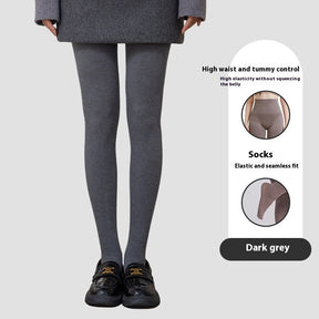 Winter High Waist Leggings With Sock Fashion Slim Pantyhose Warm Thin Legs Pants Women Clothing My Store