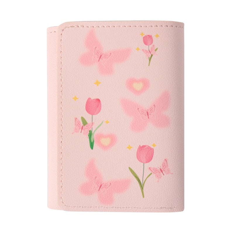 Butterfly-patterned Short Style Three-fold Wallet Multifunction My Store