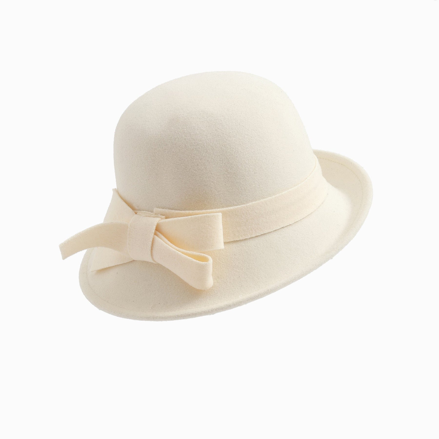 Women's French-style Elegant Retro Woolen Bowler Hat Curling Bow My Store