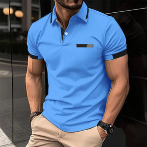 Men's Casual Polo Shirt Chest Faux Pocket Lapel Button Business T-shirt My Store