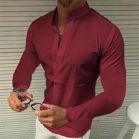 Men's Shirt Made Of Pure Colored Imitation Silk Fabric My Store