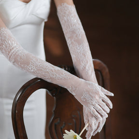 New Super Fairy White Lace Tulle Bride Photo Gloves My Store