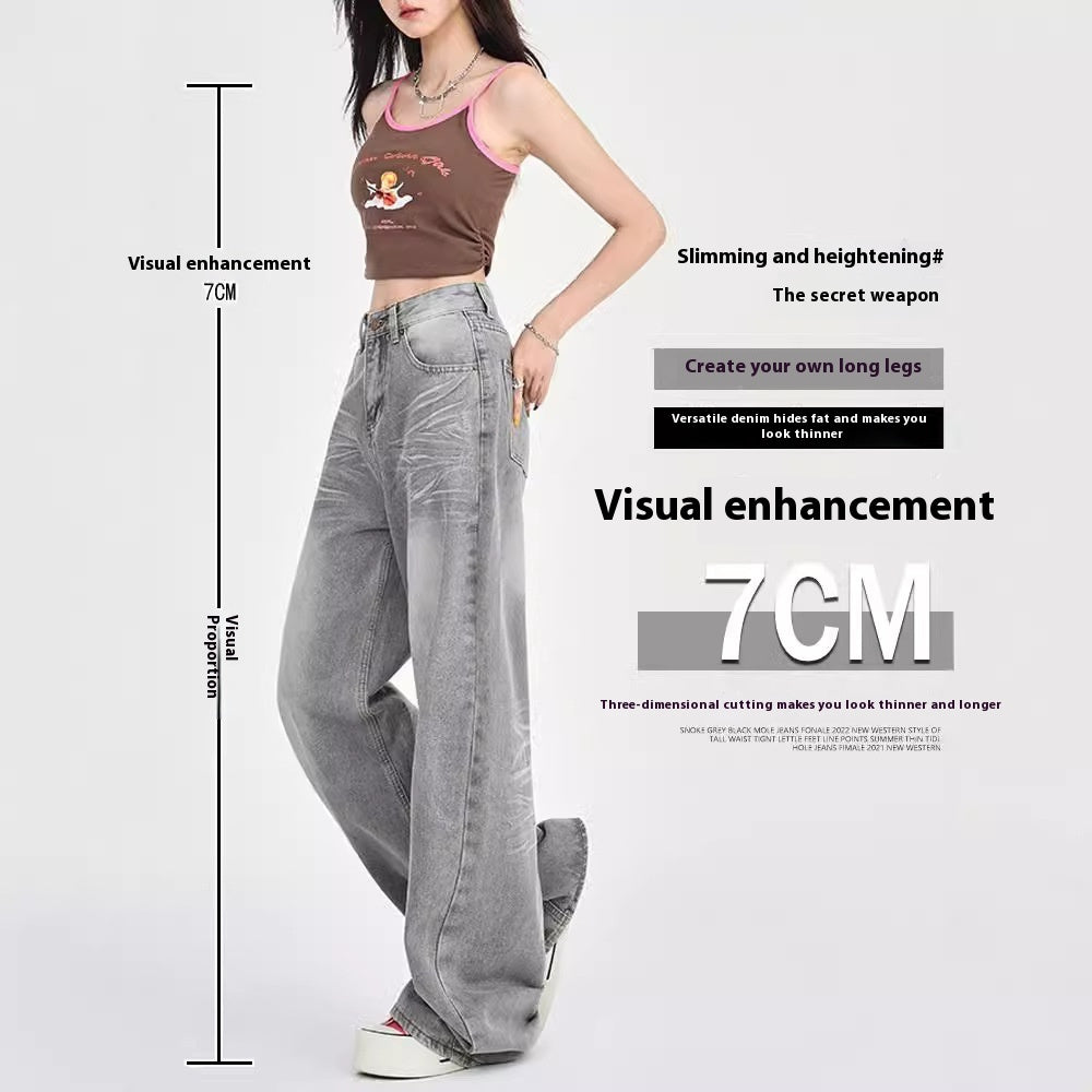 Autumn Retro Loose Low Waist Straight Jeans For Women My Store