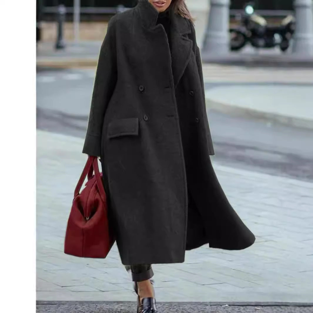 Pure Color Warm Keeping Woolen Coat My Store