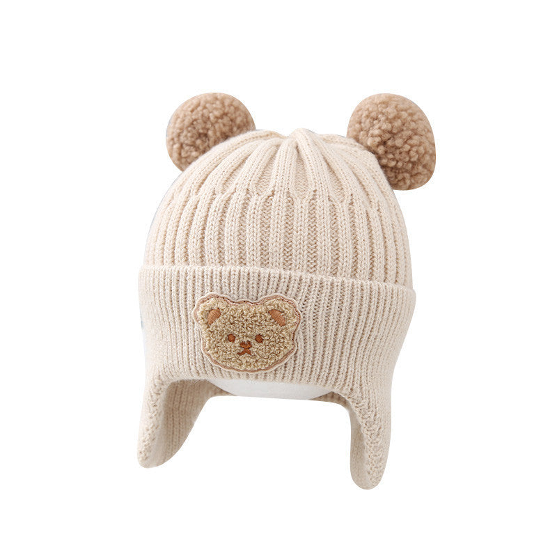 Baby Hat Warm Earflaps Cap Cute Bear Baby Knitted Woolen Cap My Store