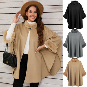 Fashionable Fur Collar Mid-length Coat Cape My Store