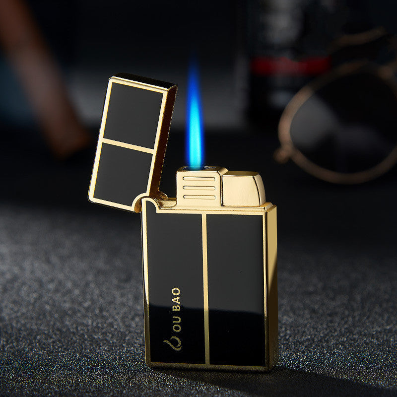 Bao B813 Gas Lighters Metal Langsheng Steel Tone Direct Punching Windproof Blue Flame Electronic Lighter My Store