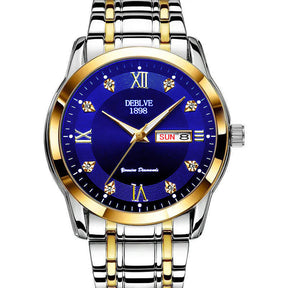 Fashion Alloy Steel Belt Waterproof Luminous Men's Dual Calendar Watch My Store