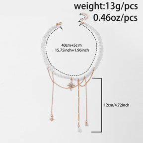 Pearl Necklace Tassel Alloy Six-pointed Star My Store