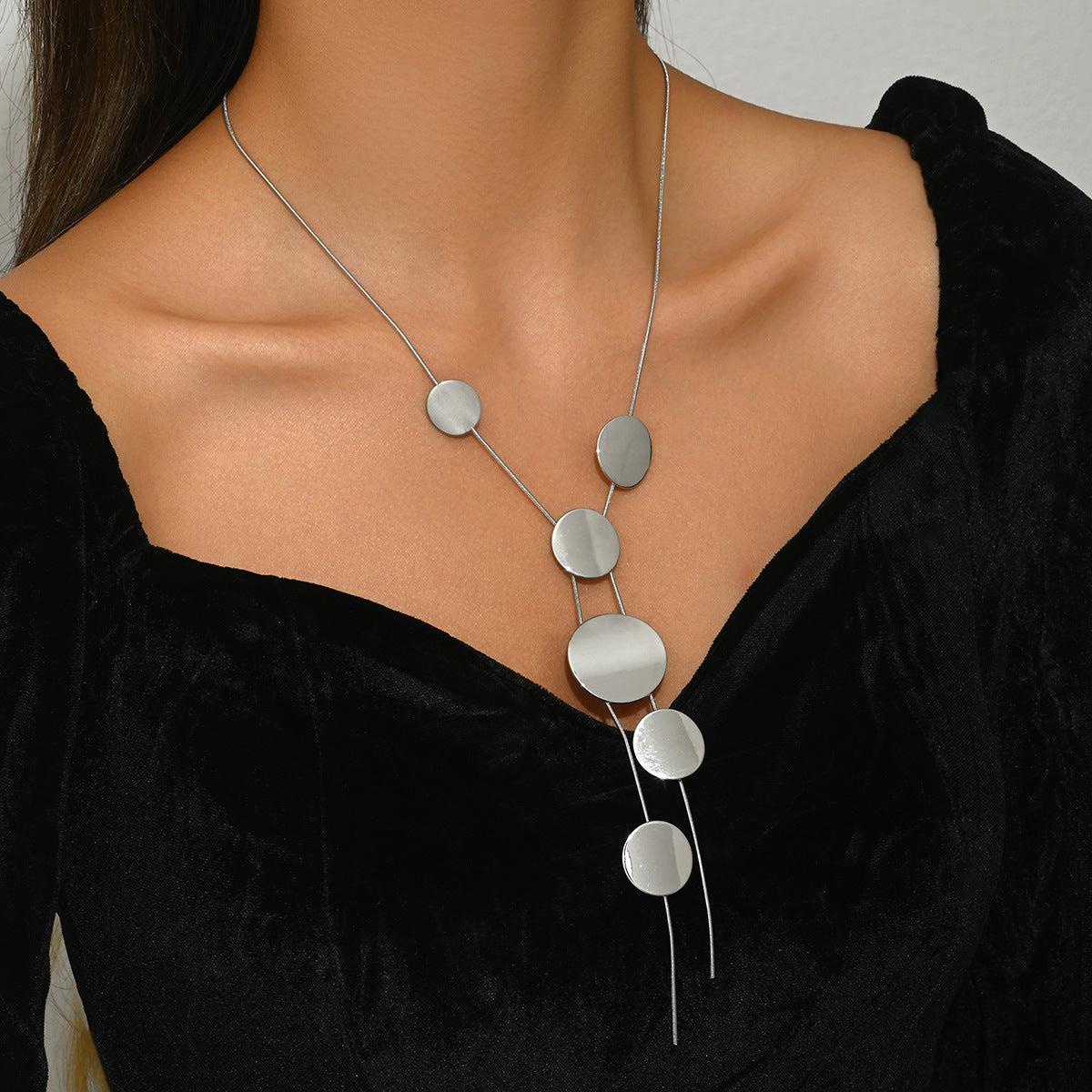 Geometric Ladies' Long Necklace Circular Design My Store