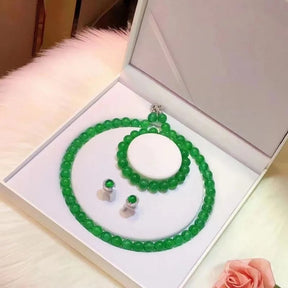 Gao Bing Emperor Green Chalcedony Ball Bracelet Necklace Eardrops Suit My Store