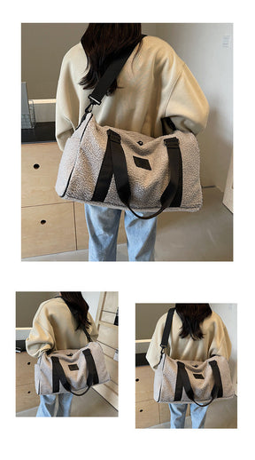 Autumn And Winter New Casual Portable Travel Large Capacity Simple Lambswool Shoulder Crossbody Tote Bag My Store