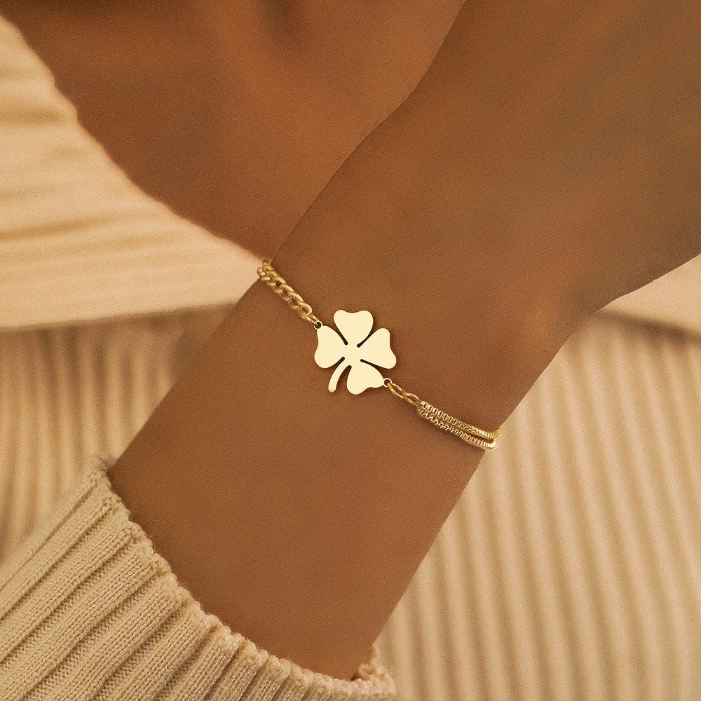 Creative Personality Retro Love Clover Titanium Steel Bracelet My Store