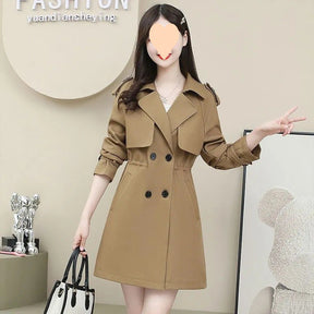 Women's Loose Mid-length Coat Waist Trimming Coat My Store