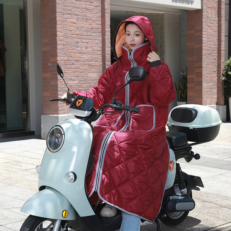 Cold Protection In Winter Rainproof Riding Warm With Velvet Battery Car Windbreaker My Store