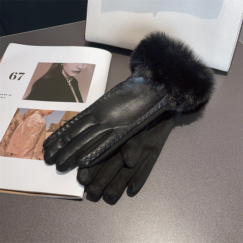 PU Leather Stitching Suede Gloves My Store