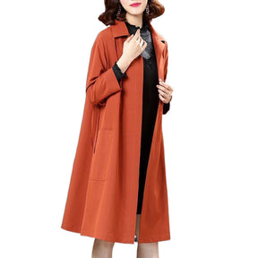 Temperament Western Style Mid-length Below The Knee Plus Size Loose Trench Coat Women My Store