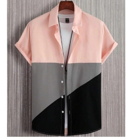 Fashion Trendy Men's Shirt Digital Printing Casual Breathable Stand Collar Short Sleeve My Store