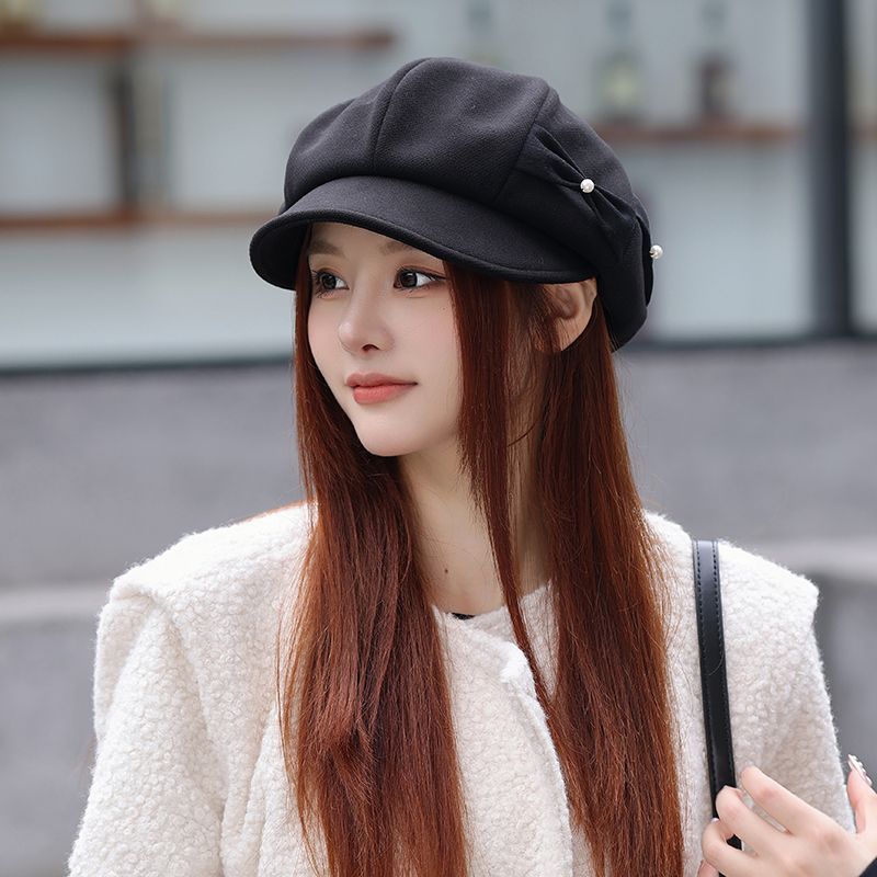 Fashion Pearl Bow Makes Face Look Small Beret Trendy My Store