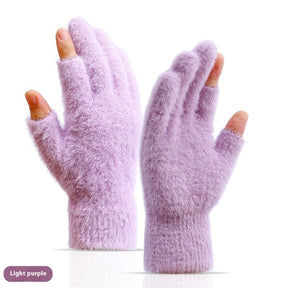 Autumn And Winter Fashionable Warm Exposed Two Finger Gloves My Store