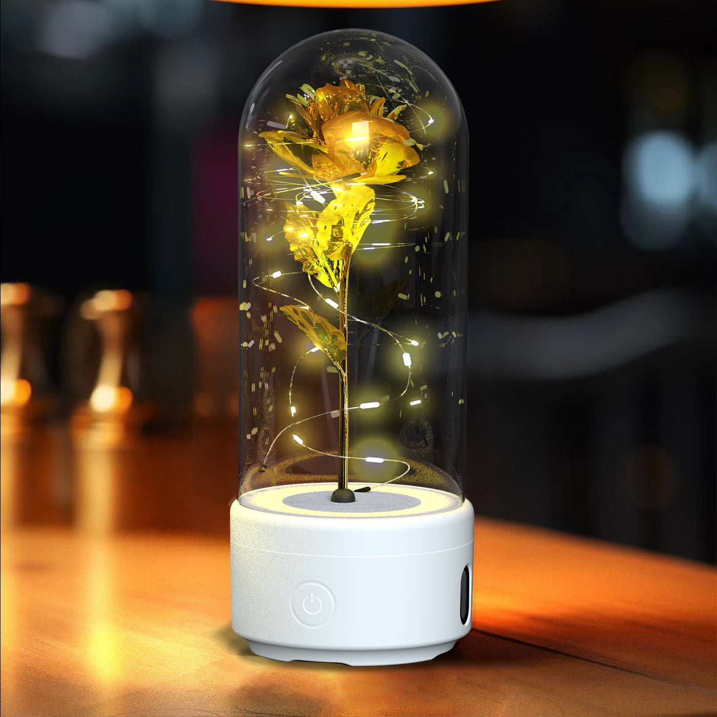 Creative 2 In 1 Rose Flowers LED Light And Bluetooth-compatible Speaker Valentine's Day Gift Rose Luminous Night Light Ornament In Glass Cover My Store