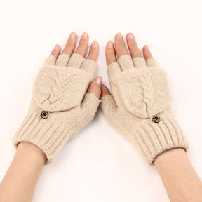 Wool Fingerless Gloves Women's Warm Fashionable Knitted Half Finger Oversleeves My Store