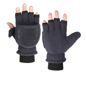 Double-layer Velvet Gloves Flip Touch Screen Half Finger Gloves My Store