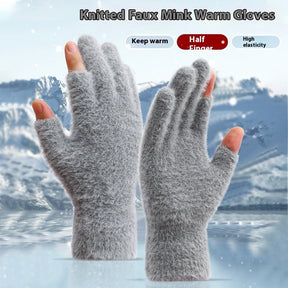 Autumn And Winter Fashionable Warm Exposed Two Finger Gloves My Store