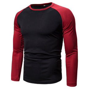 Men's Color-block Long-sleeved Top With Stitching Round Neck My Store