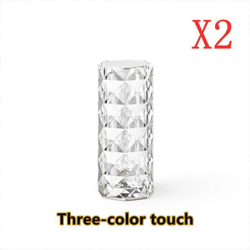 Nordic Crystal Lamp USB Table Lamps Bedroom Touch Dimming Atmosphere Diamond Night Light Rose Projector Lamp Decor My Store